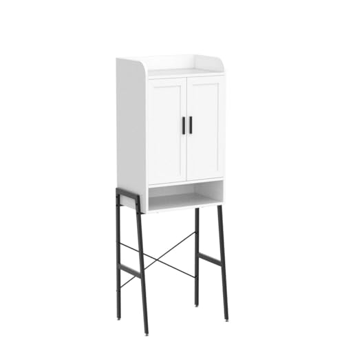 Wooden Over The Toilet Storage Cabinet with Double Door and Adjustable Feet M164