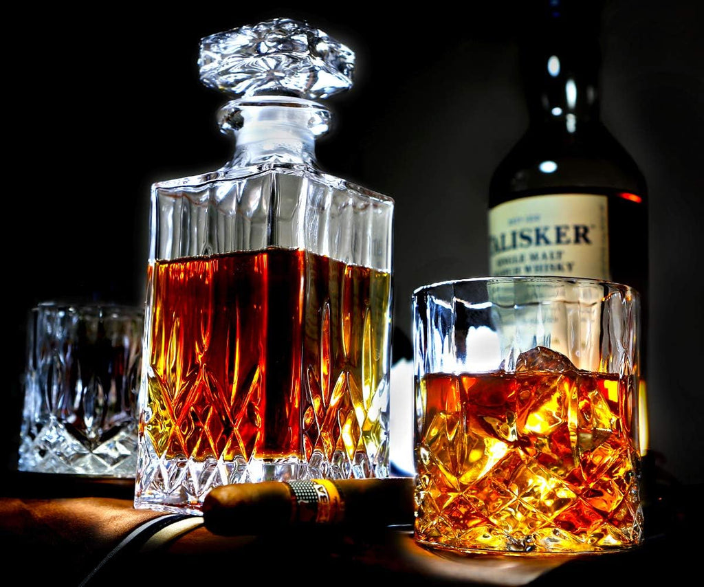 5PC Crystal Whiskey Decanter Set with 4 Glasses T861