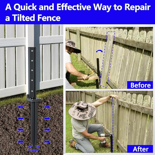 4-Pack 32in Stainless Steel Fence Post Anchor Black J188