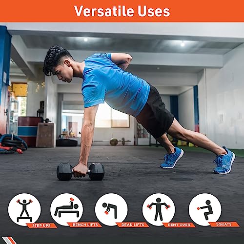 Pair Rubber Encased Hex Dumbbell M46289