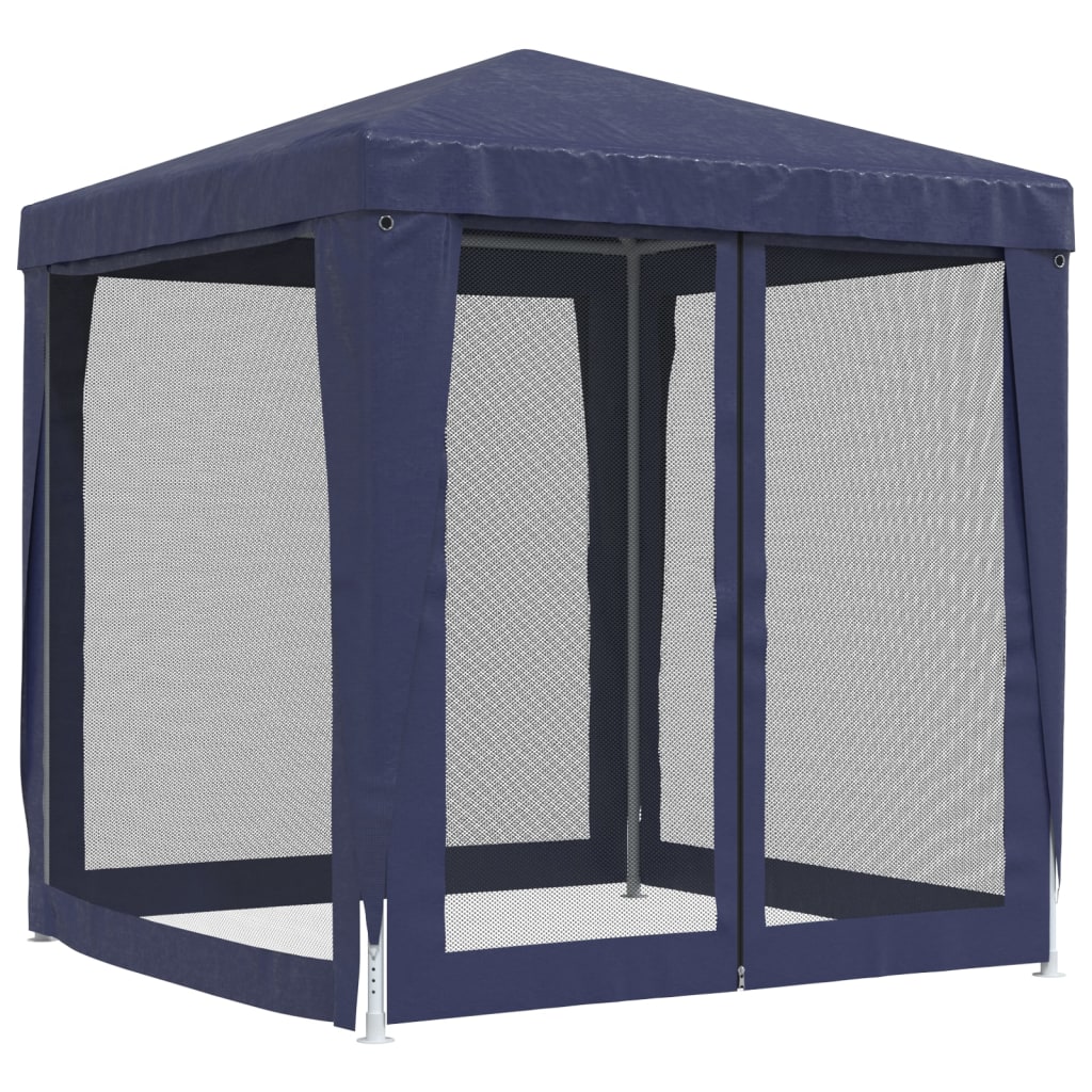 Blue 6.6'x6.6' HDPE Party Tent with 4 Mesh Sidewalls F57881