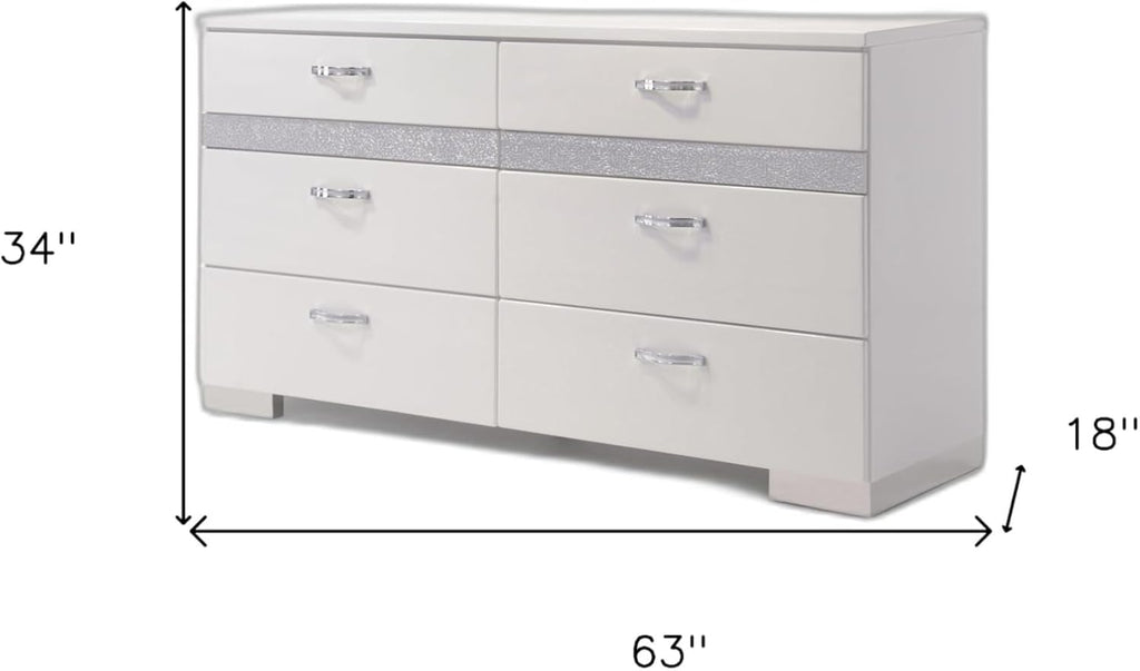 White High Gloss Eight Drawer Double Dresser Y687188