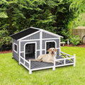 59x64x39 Wood Large Dog House with Porch Deck B739949
