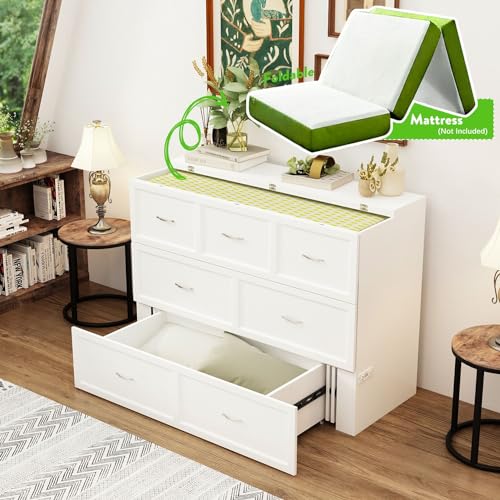 Queen Size White Murphy Bed with 1 Drawer P707697
