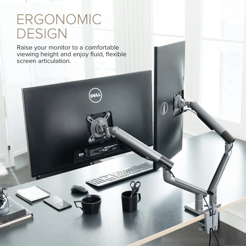 Dual Monitor Arm Mount Stand Desk Adjustable Full Motion VESA 17"-32" Display Grey Black N9234