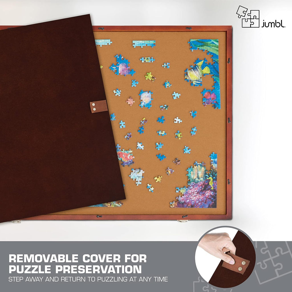 1500-Piece Tilting Puzzle Board with Felt Surface, 6 Removable Sorting Drawers, 27” x 35” Wooden Jigsaw Puzzle Table S949231
