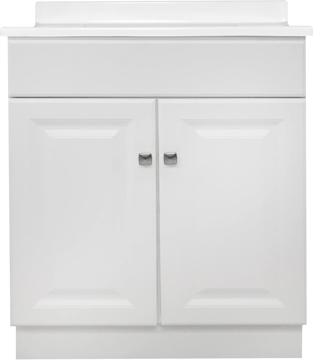 White 2-Door Bathroom Cultured Marble Vanity Top Y750073