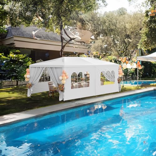 White 10x30 Heavy Duty Party Tent with 7 Removable Sidewalls Y49961