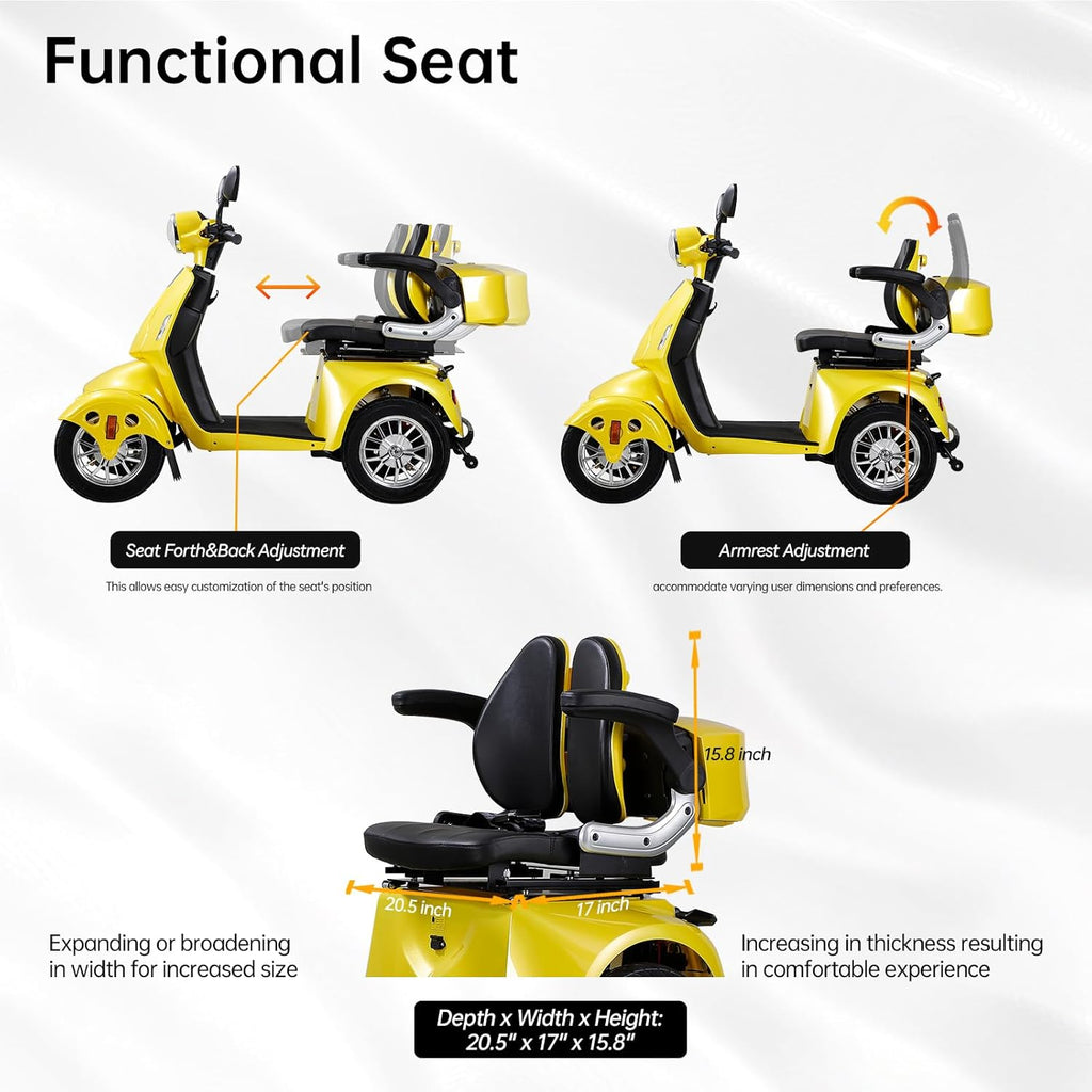 Yellow 4 Wheel Mobility Scooter 500lbs Capacity Z771170