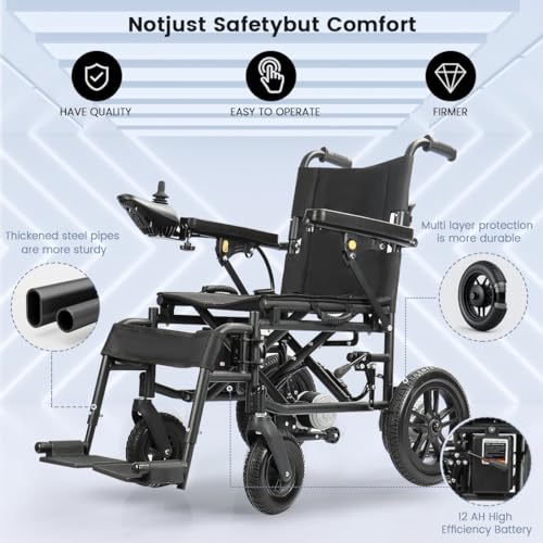 Electric all-terrain wheelchair, 500W, 264Lbs Max load, 12Ah lithium battery, 9mi driving range T857