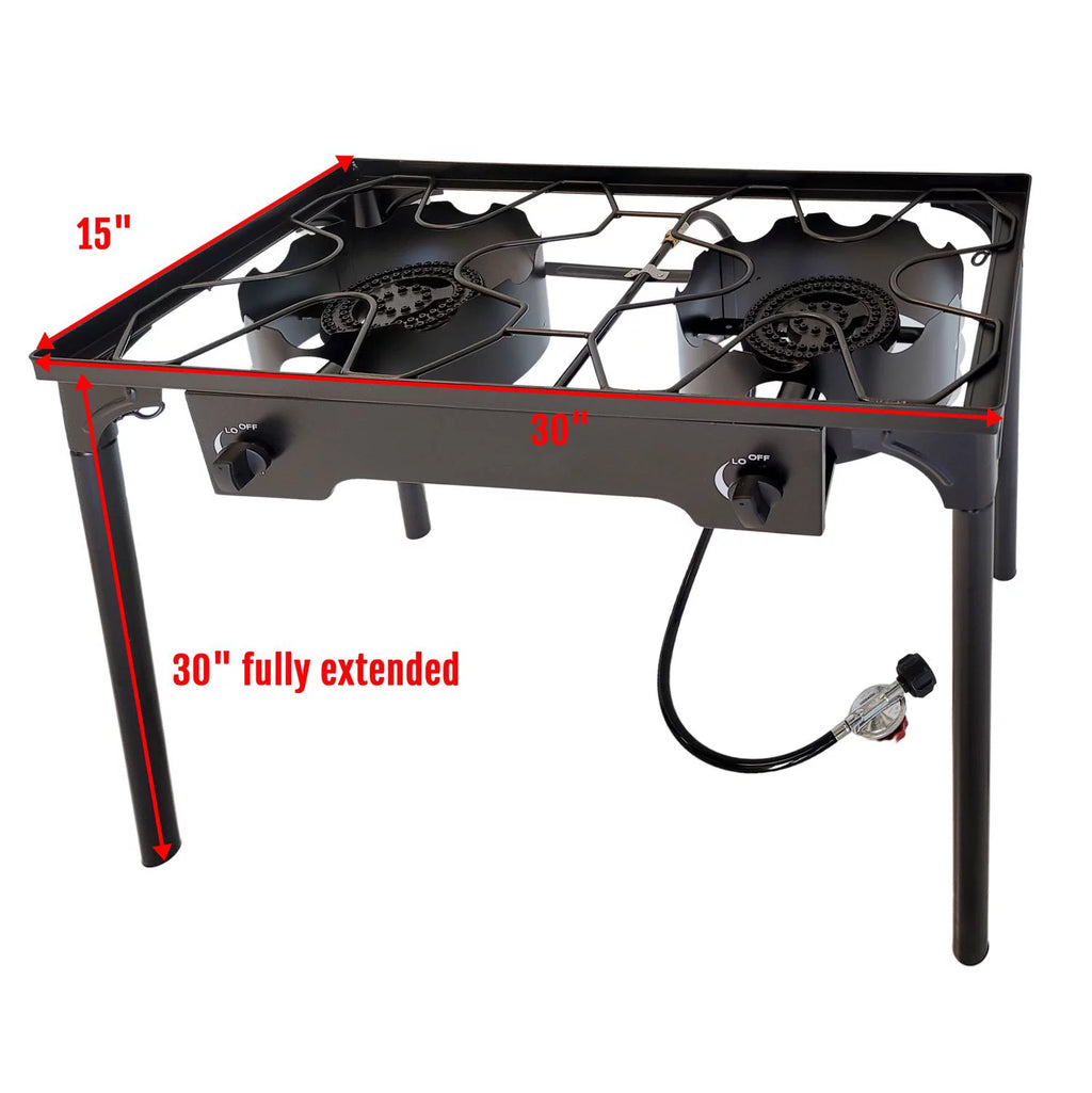 Folding Two Burner Cast Iron Stove with Stainless Steel Griddle V874218