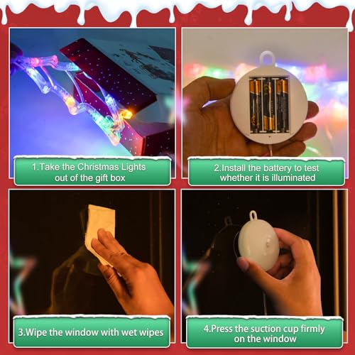 5Pack Christmas Window Lights with Timer, Battery Powered White LED Snowflake Decor U976