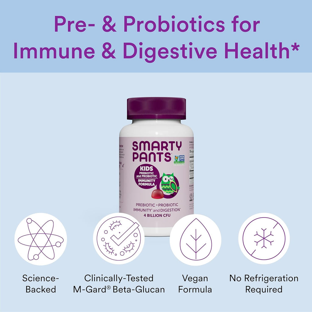 Kids Probiotic Immunity Gummies, Prebiotics & Probiotics, Gluten Free, Vegan, Grape Flavor, 60 Count T3247