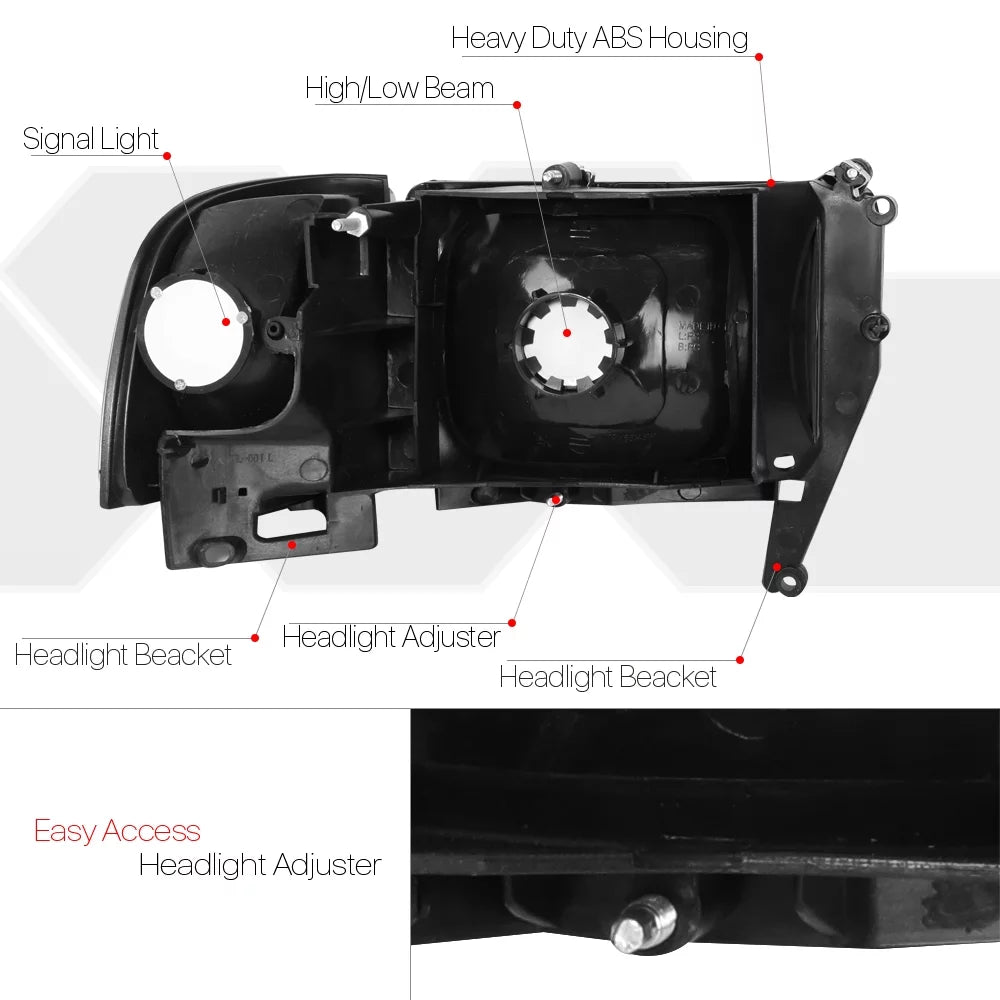 Chrome Housing Headlight Clear Corner Turn Signal Reflector X6648