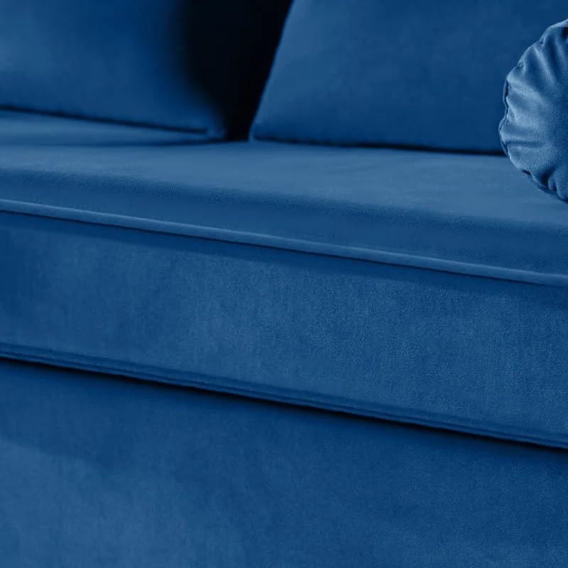 Velvet 65" Loveseat Sofa with Bolster Pillows and Back Cushion I810854