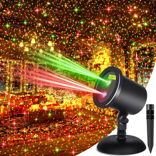 Red & Green Stars Motion Laser Christmas Lights Projector A6530