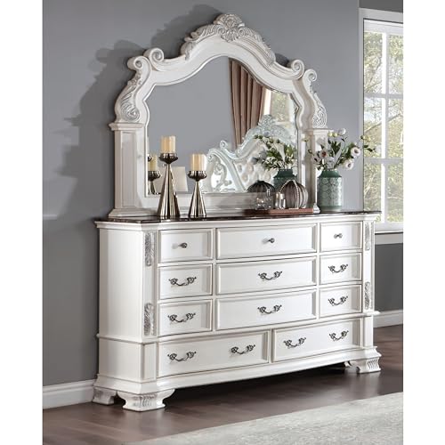 King-Size Wood 5-Piece Bedroom Set with Button-Tufted Headboard Y465550