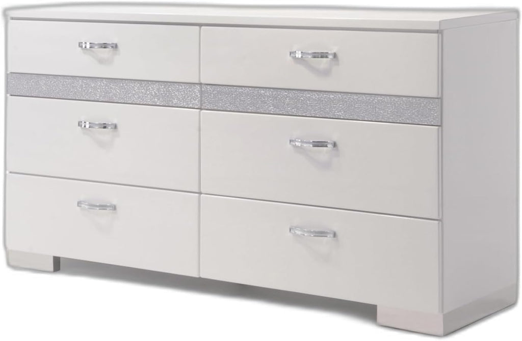 White High Gloss Eight Drawer Double Dresser Y687188