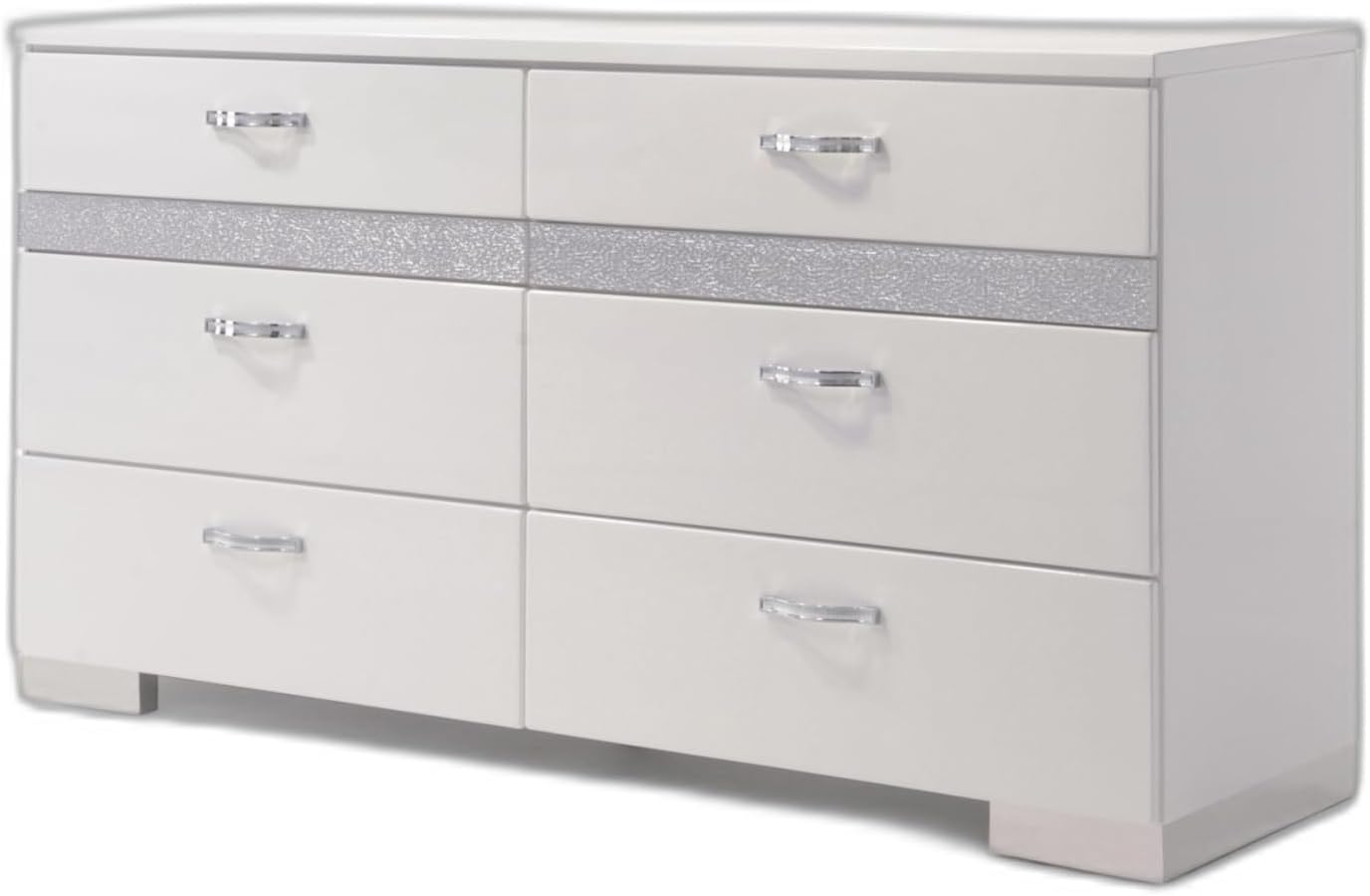 White High Gloss Eight Drawer Double Dresser Y687188