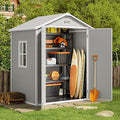 Grey & White 5x3 FT Outdoor Resin Storage Shed with Floor and Lockable Door B597303