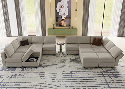 Oversized Modular U Shaped Sectional Sofa with Storage Velvet Black I463430