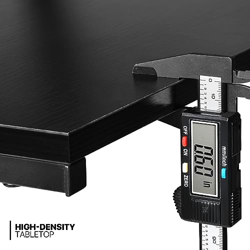 Black L Shaped Gaming Desk with Metal Frame D417