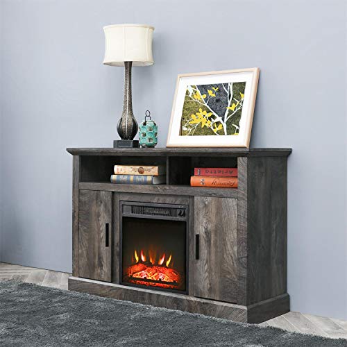 Electric Fireplace TV Stand Entertainment Center Corner Fire Place Heaters Tv Console for TVs up to 42" Wide, Rustic J385444