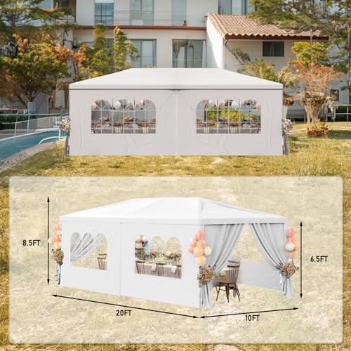 White 10x30 Heavy Duty Party Tent with 7 Removable Sidewalls Y49961