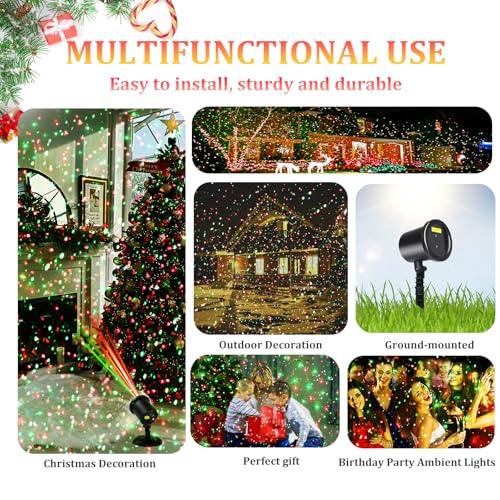 Red & Green Stars Motion Laser Christmas Lights Projector A6530