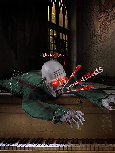 Scary Climbing Zombie Skeleton with Glowing Red Eyes and Creepy Sound R458773