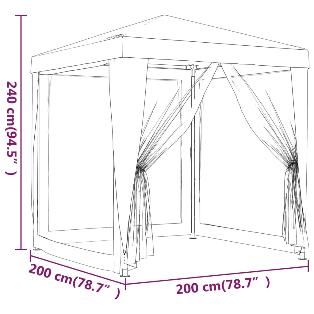 Blue 6.6'x6.6' HDPE Party Tent with 4 Mesh Sidewalls F57881