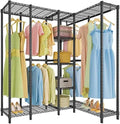 67.5" L Shaped Freestanding Wire Garment Rack Q57455
