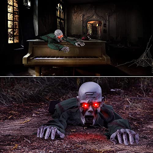 Scary Climbing Zombie Skeleton with Glowing Red Eyes and Creepy Sound R458773