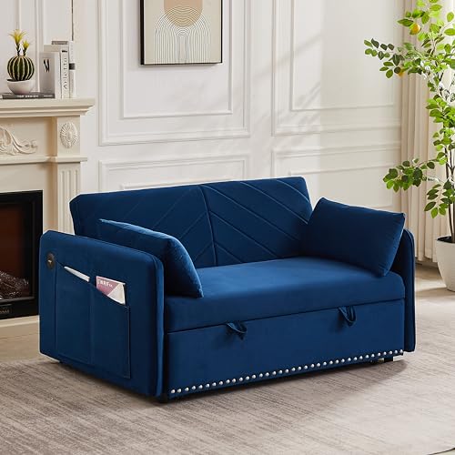 3-in-1 Velvet Sofa with Pullout Bed H70359