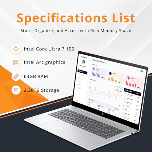 17.3" FHD Touchscreen Intel Core i7-1355U NVIDIA RTX 3050 64GB RAM 1TB SSD Grey Laptop U43131