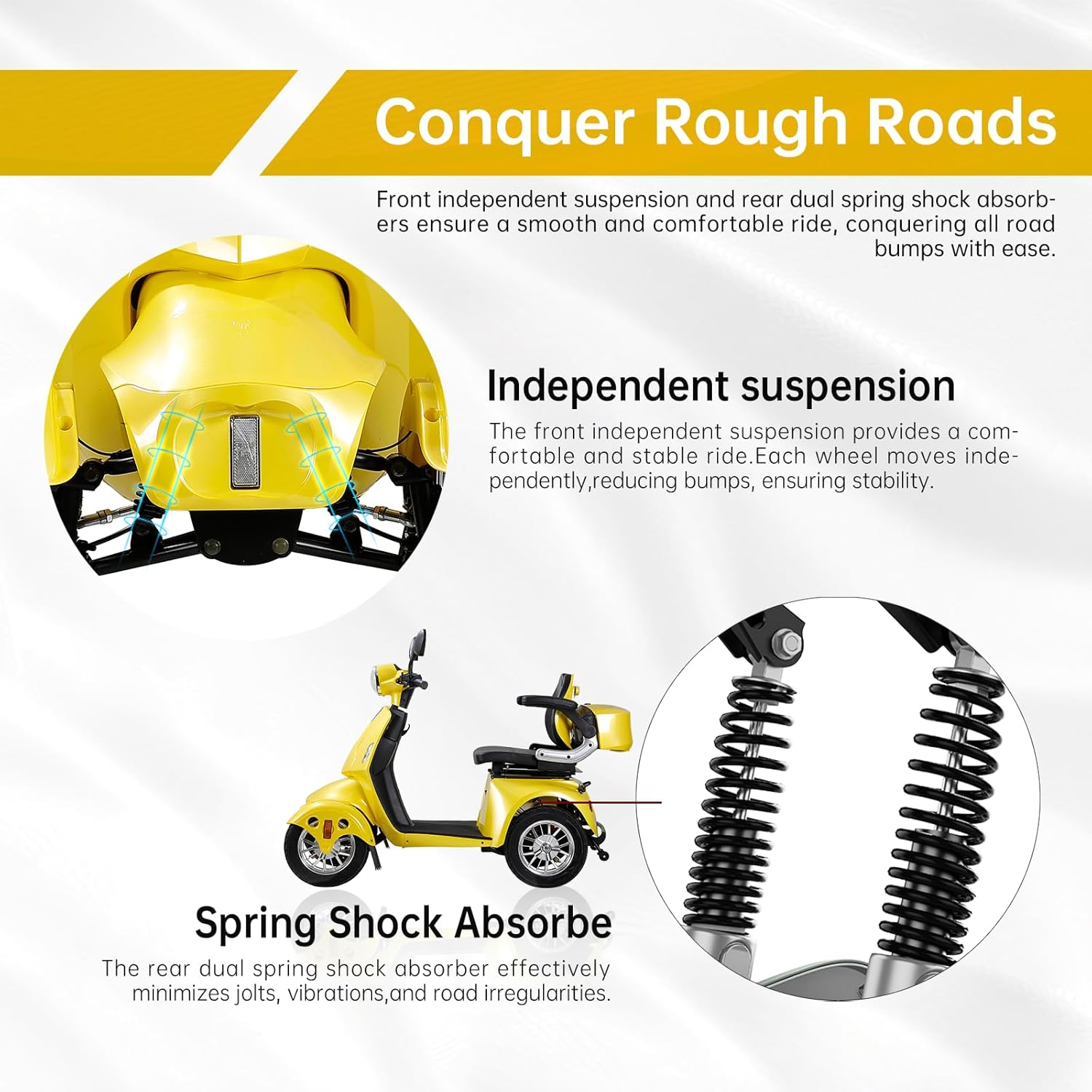 Yellow 4 Wheel Mobility Scooter 500lbs Capacity Z771170