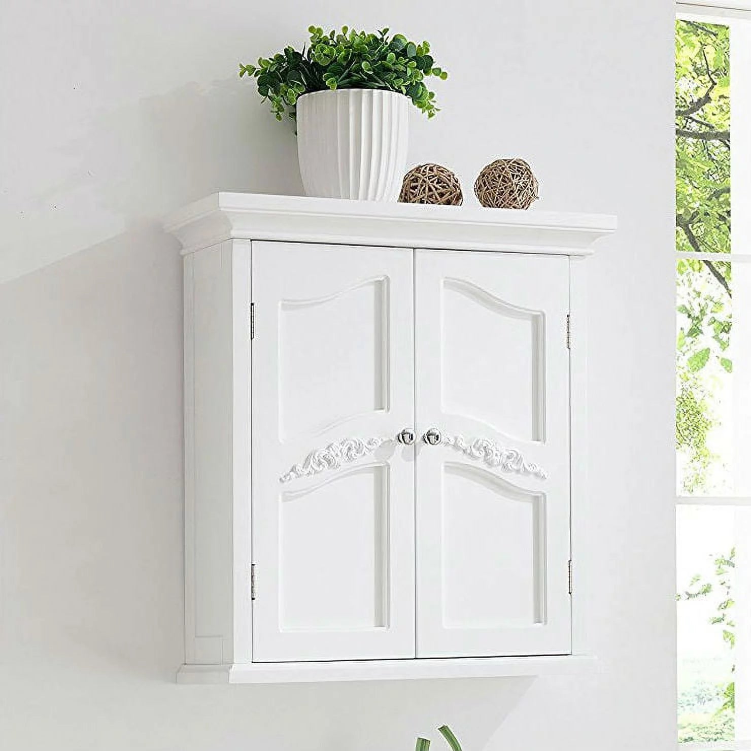White 2 Door Bathroom Wall Cabinet Q202