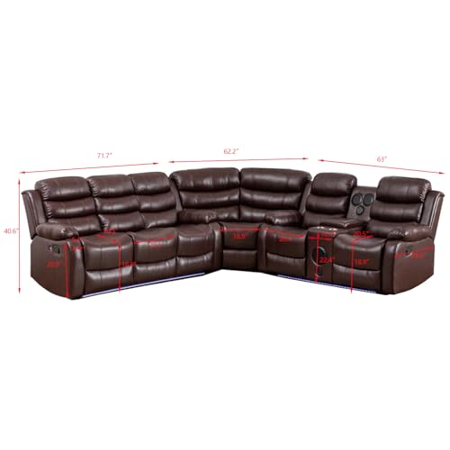 White PU Leather L-Shaped 9 Seater Reclining Sectional Sofa with LED Light G657191