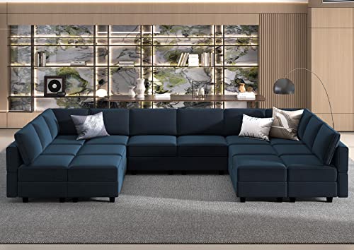 Oversized Modular U Shaped Sectional Sofa with Storage Velvet Black I463430