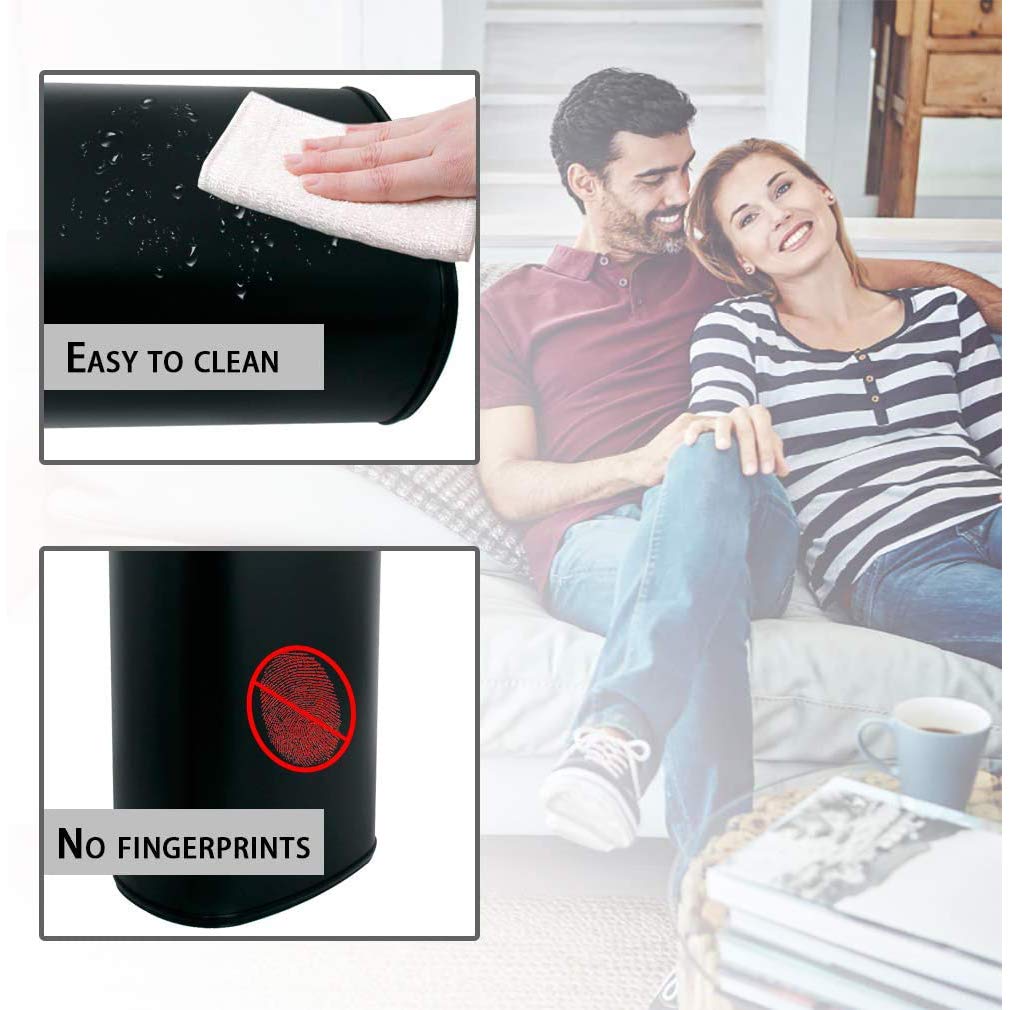 13 Gallon Black Stainless Steel Trash Can with Lid S393674