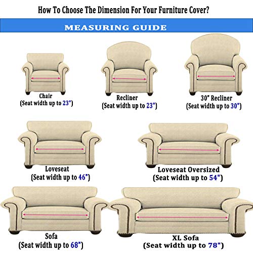 Beige 30 Inch Waterproof Recliner Chair Cover N234