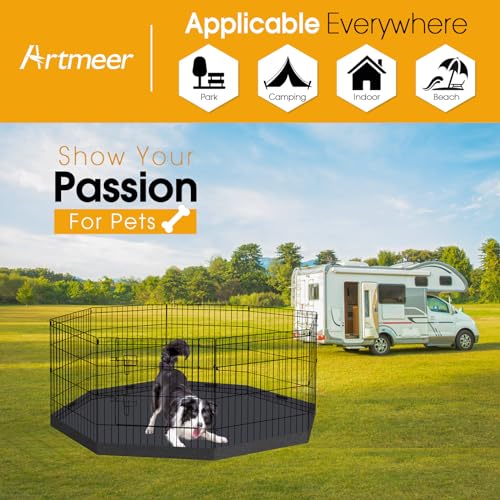 Black 8 Panel 24 Inch Pet Playpen W42033