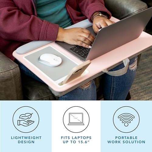 Pink Lap Desk with Wrist Rest and Mouse Pad for 15.6 Inch Laptops Z89801