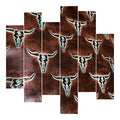 Embossed Leather Cattle Skulls Brown Turquoise (12x24 inch) F10243