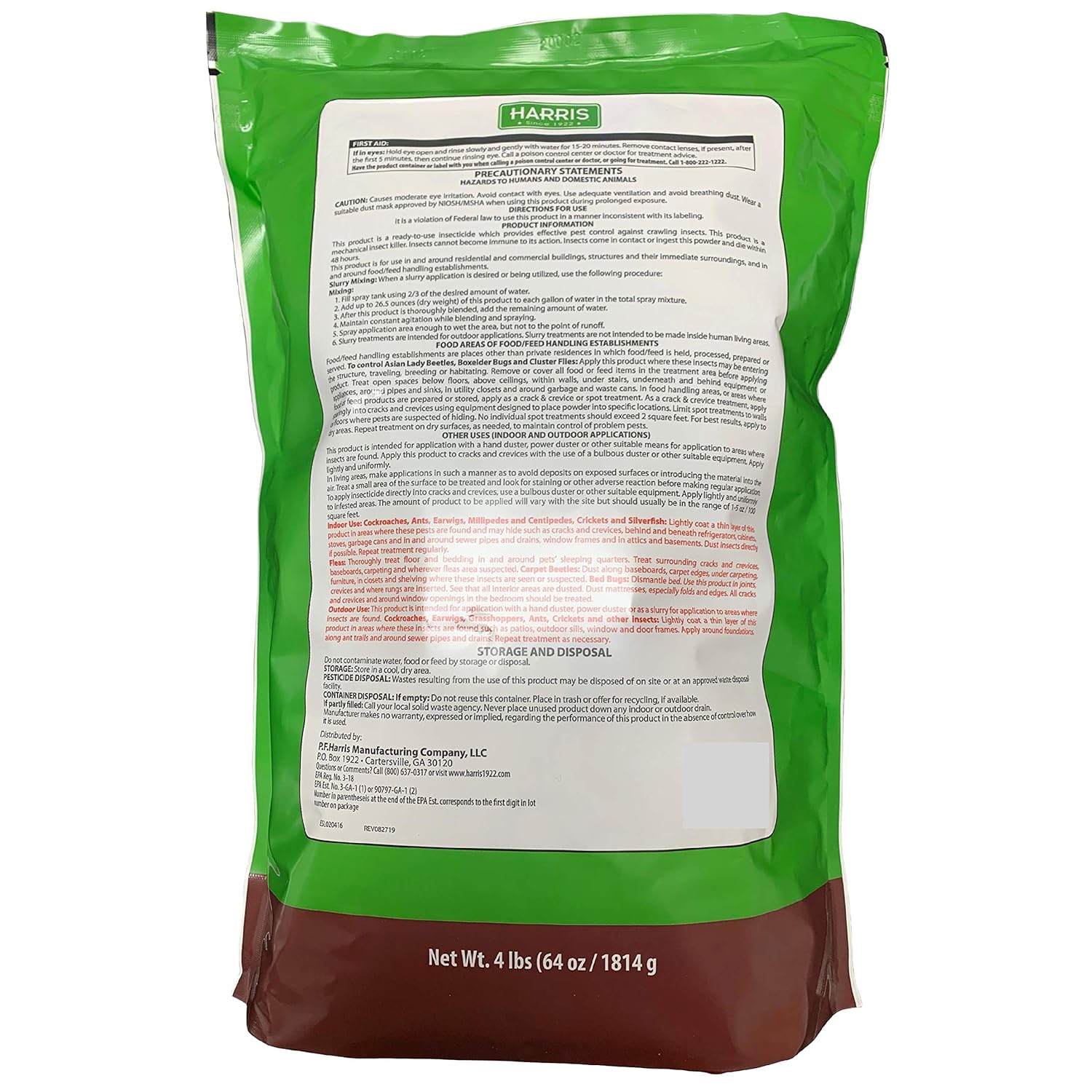 4lb Diatomaceous Earth Crawling Insect Killer with Powder Duster P9667
