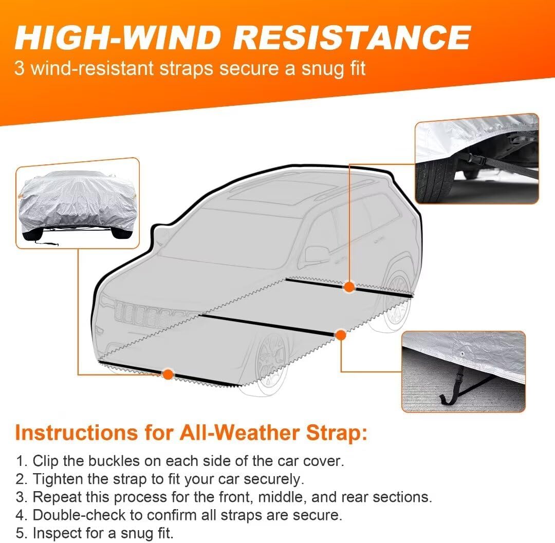 Silver Waterproof Car Cover for Jeep Wrangler 4 Door R114