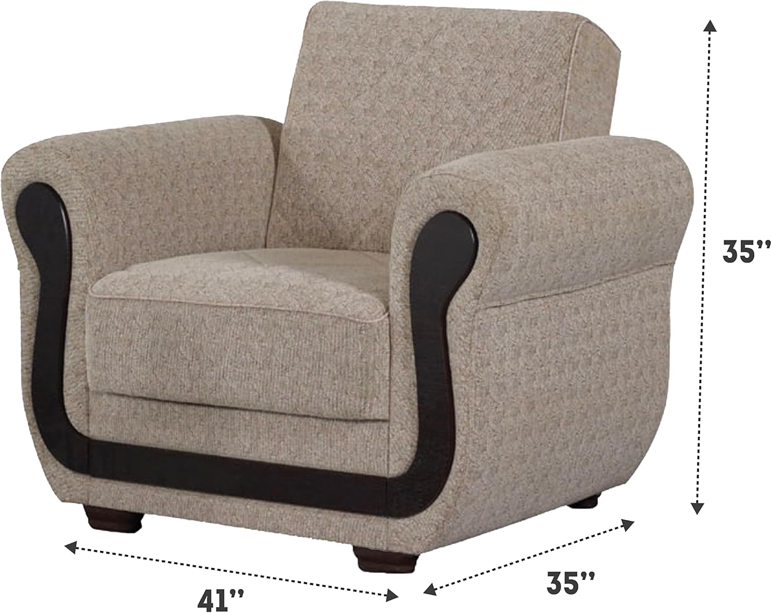 Beige Convertible Sleeper Chair with Storage B8517