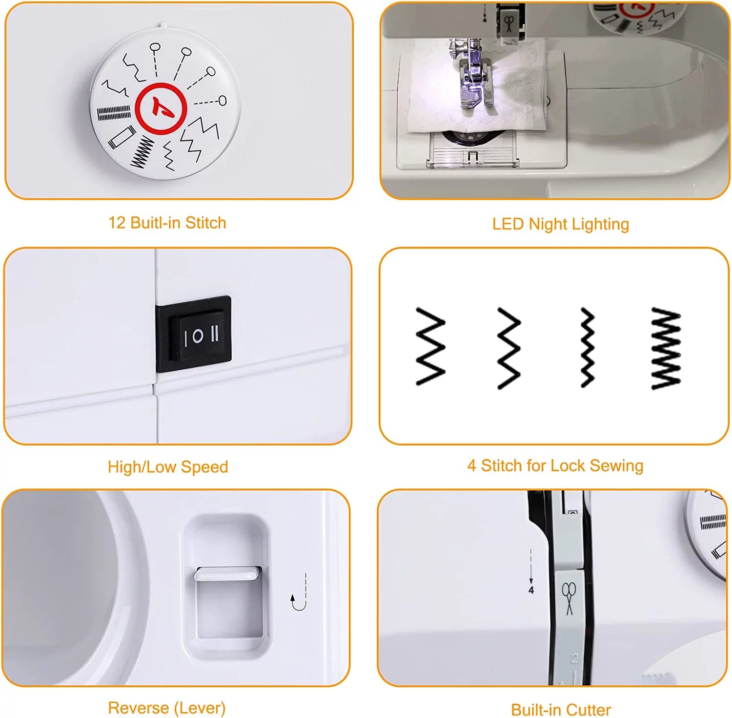 Portable Sewing Machine with 12 Built-In Stitches T25006