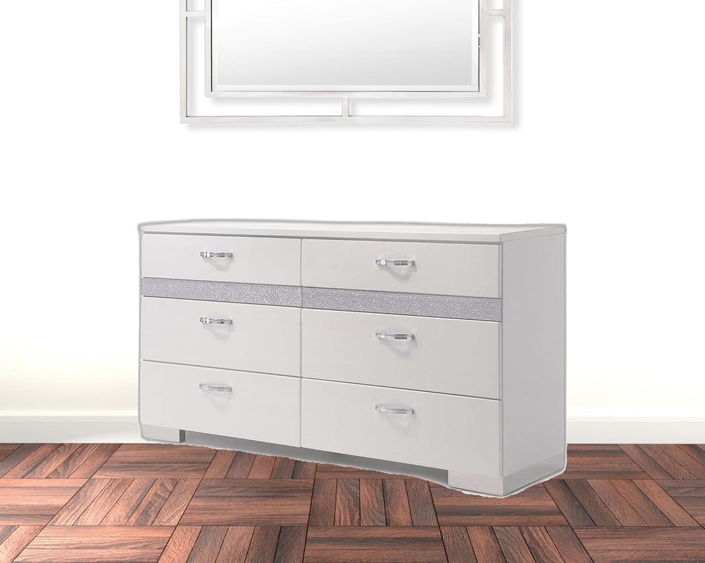 White High Gloss Eight Drawer Double Dresser Y687188