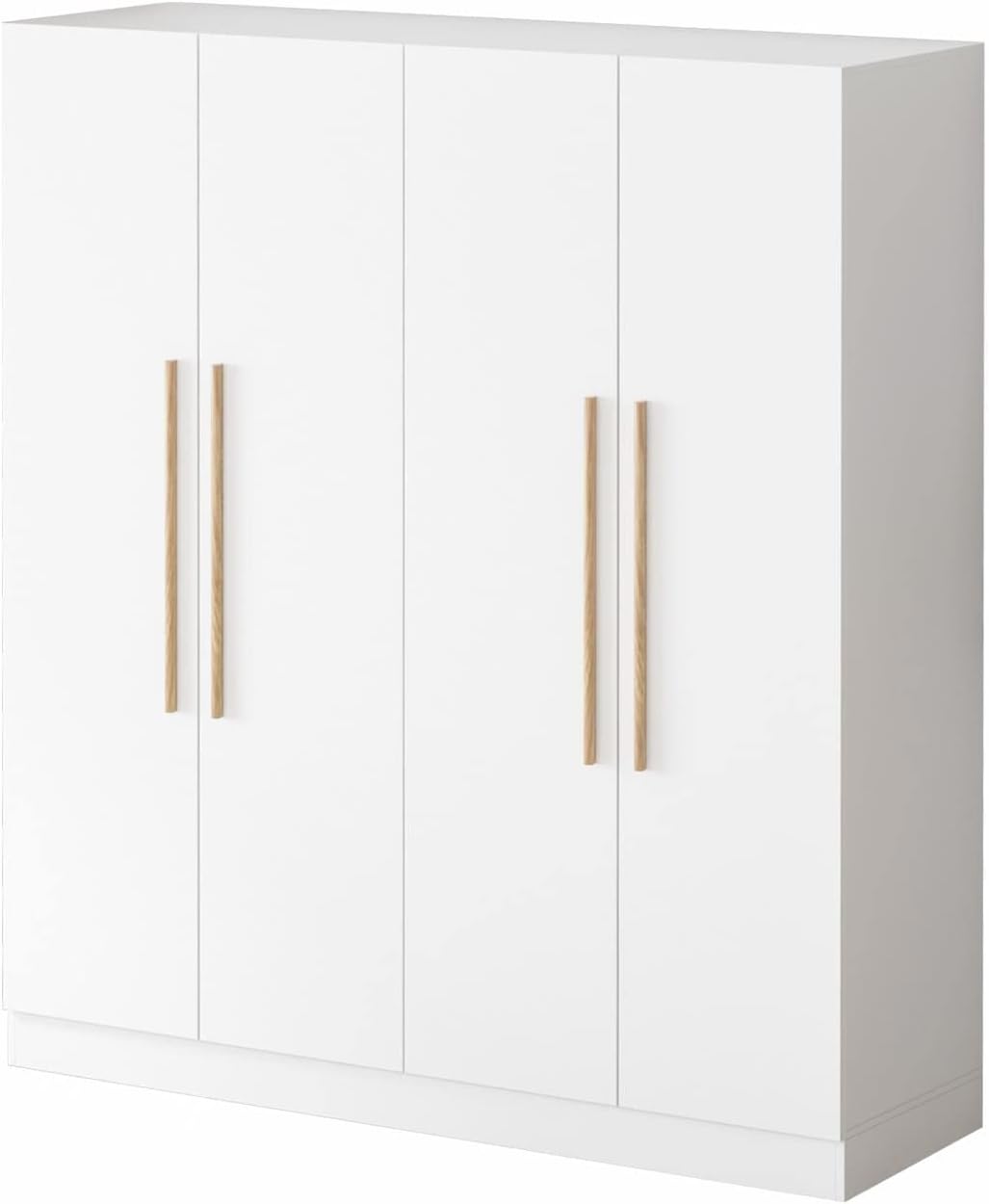 White Solid Wood Wardrobe Closet with Storage Shelves C535